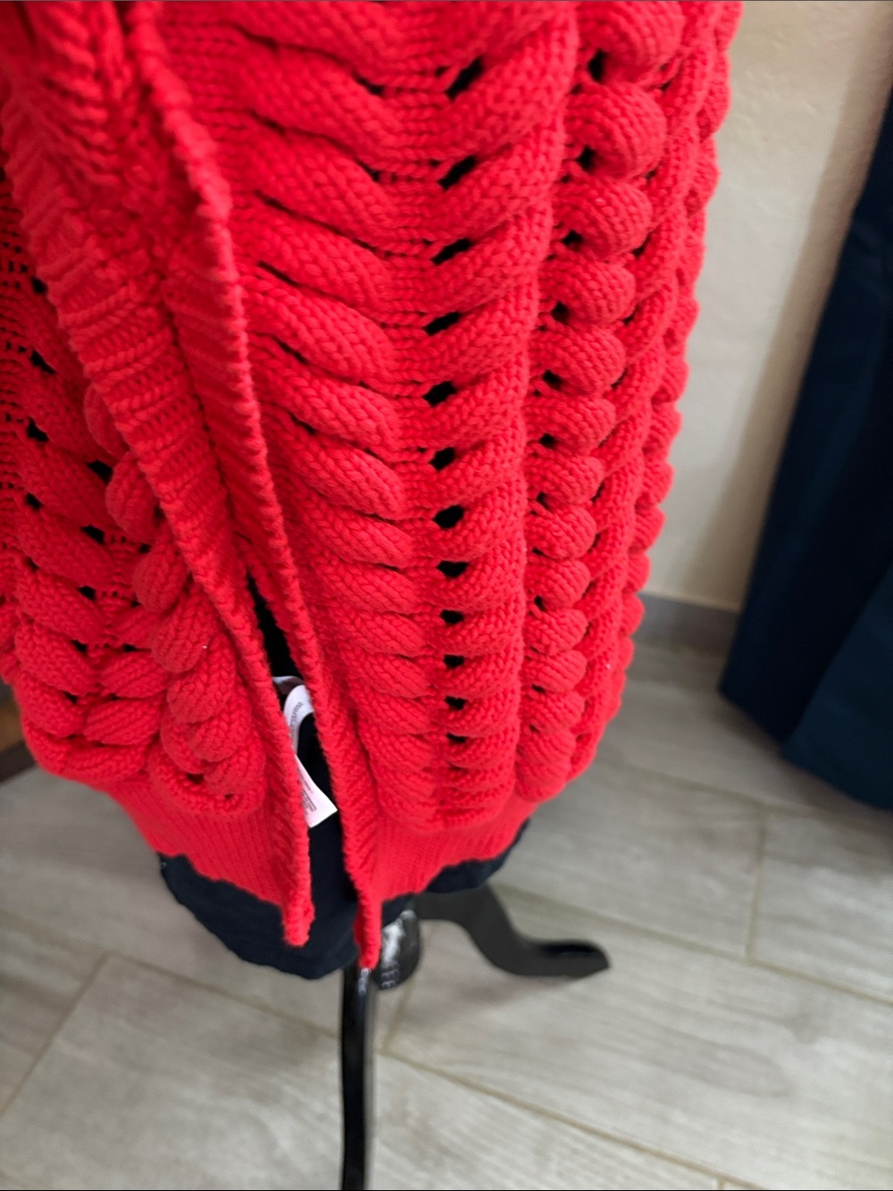 Open-Knit Crewneck Sweater in Red - Picture 6 of 8